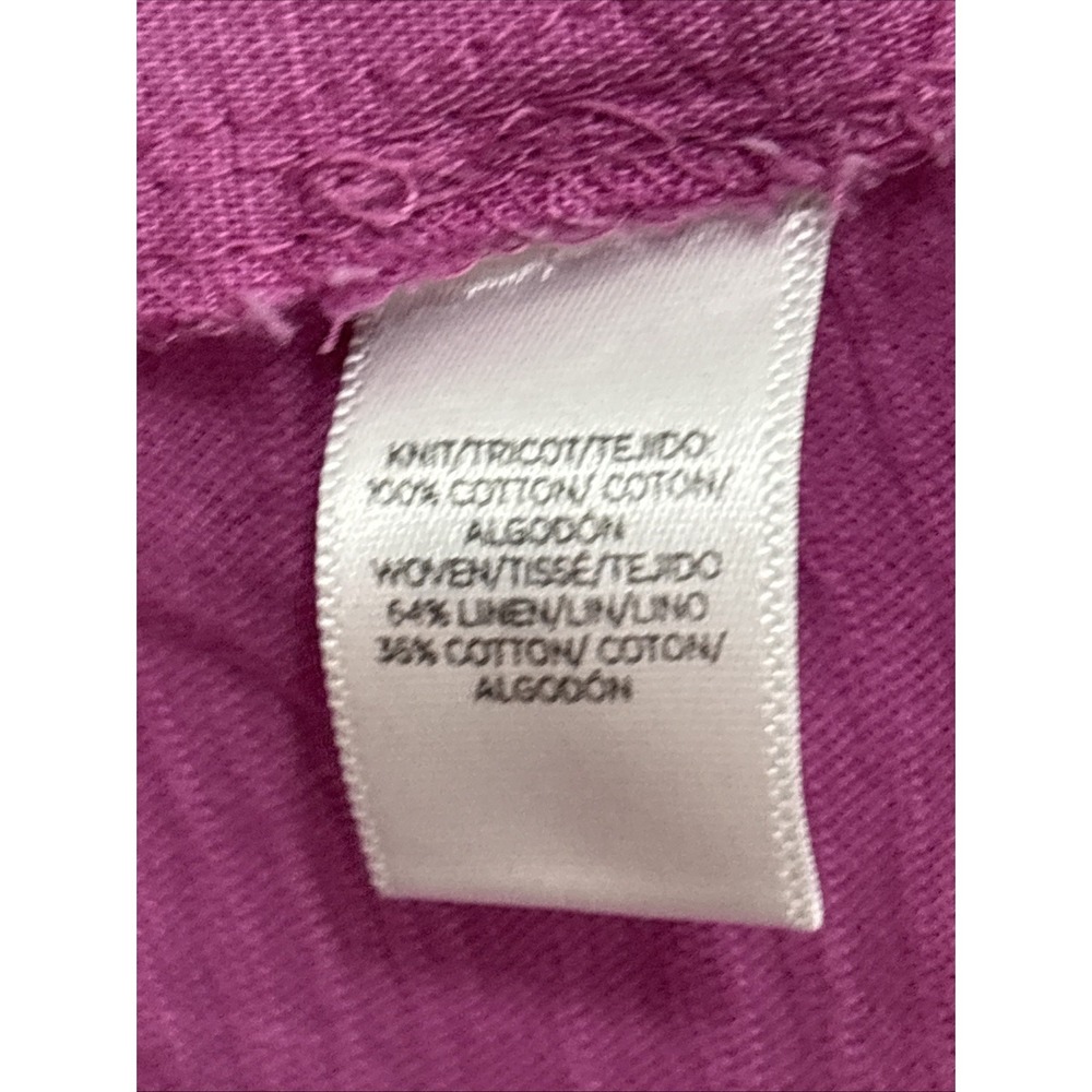 Loft Ann Taylor Women's Mixed Media Cotton Linen Henley Tank‎ Magenta - Size XS - Picture 5 of 7